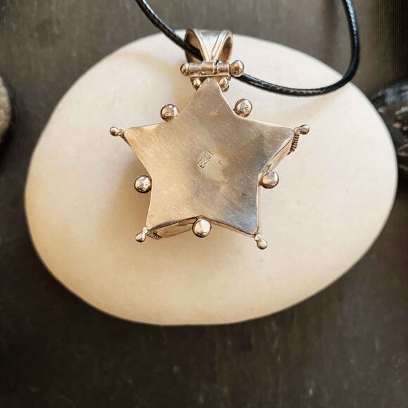 Sterling Silver Rhodonite and Garnet Star Necklace - Picture 3 of 7